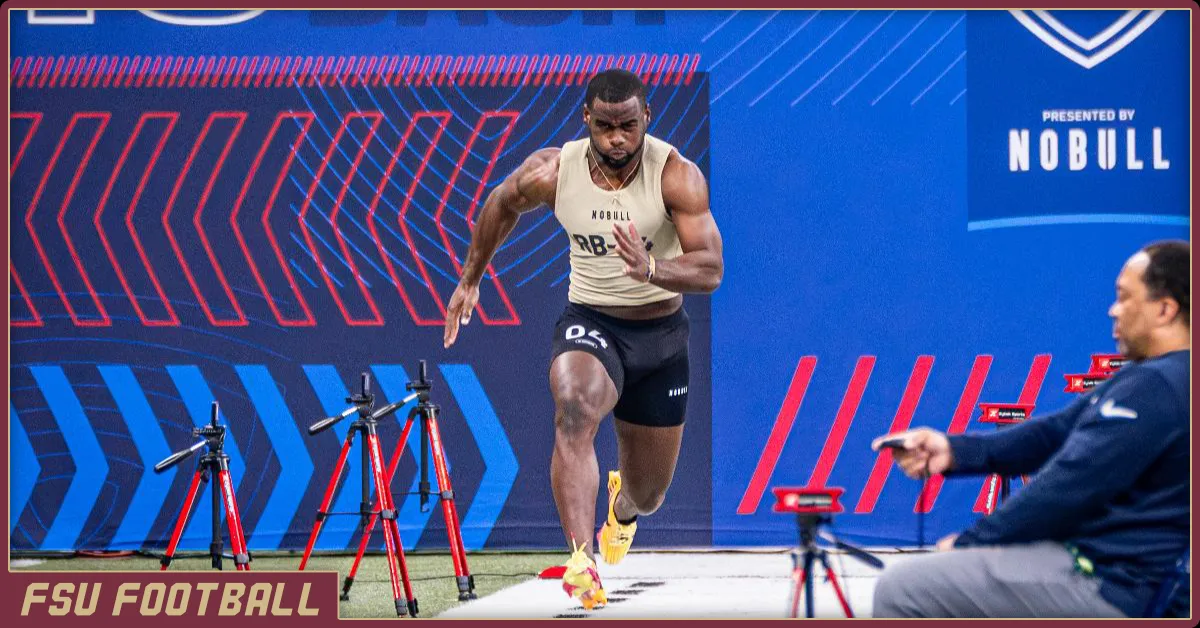 Trey Benson running the 40 at the NFL combine